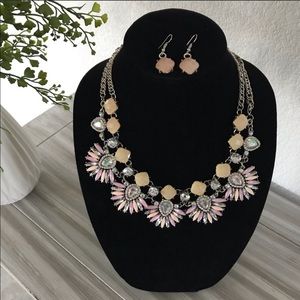 Gemstone statement necklace and earring set